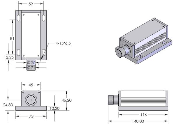 915nm Infrared Diode Laser, TR Series Laser - Dimension