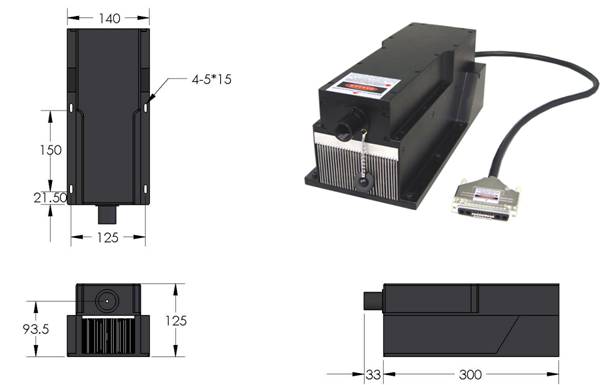 556nm Yellow-Green  DPSS Laser, T9 Series Laser - Dimension