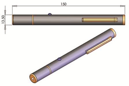 640nm Red Laser Pointer, P1 Series Laser - Dimension