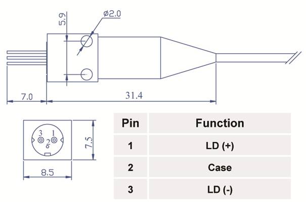 160mW 405nm MM Pigtailed Laser Diode